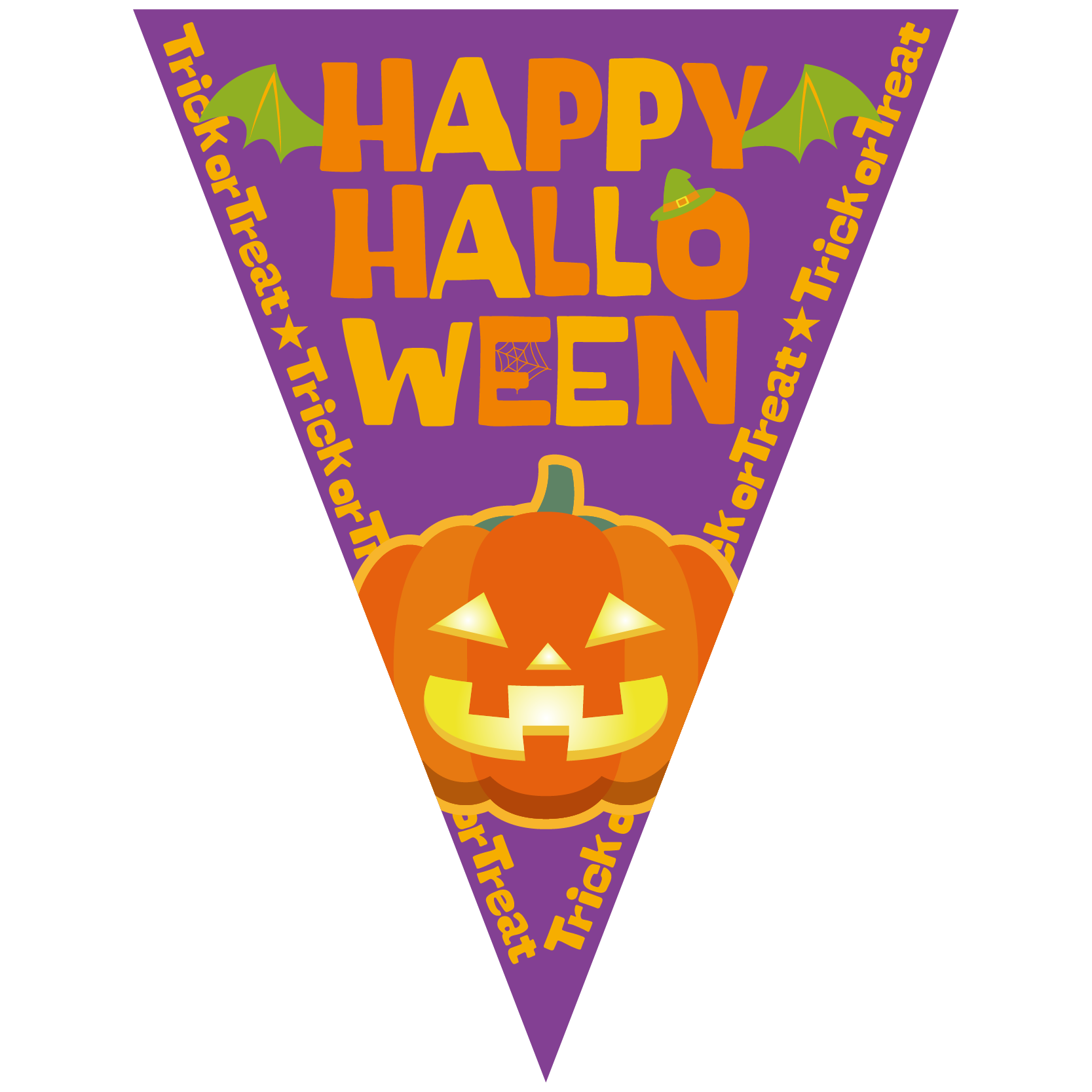 商用フリーイラスト 無料 10月 ハロウィン かぼちゃ Halloween フラッグガーランド Flag Garland 三角旗 飾り 紫 商用ok フリー素材集 ナイスなイラスト