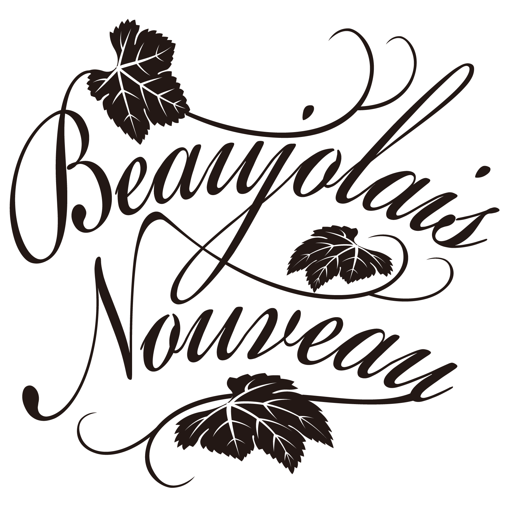 商用フリーイラスト_11月_ボジョレーヌーボー_文字_黒_Beaujolais Nouveau