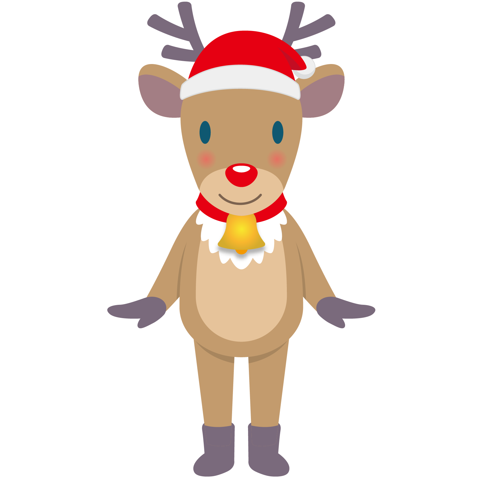 商用フリー・無料イラスト_クリスマス_トナカイ(Christmas/reindeer)サンタ帽06