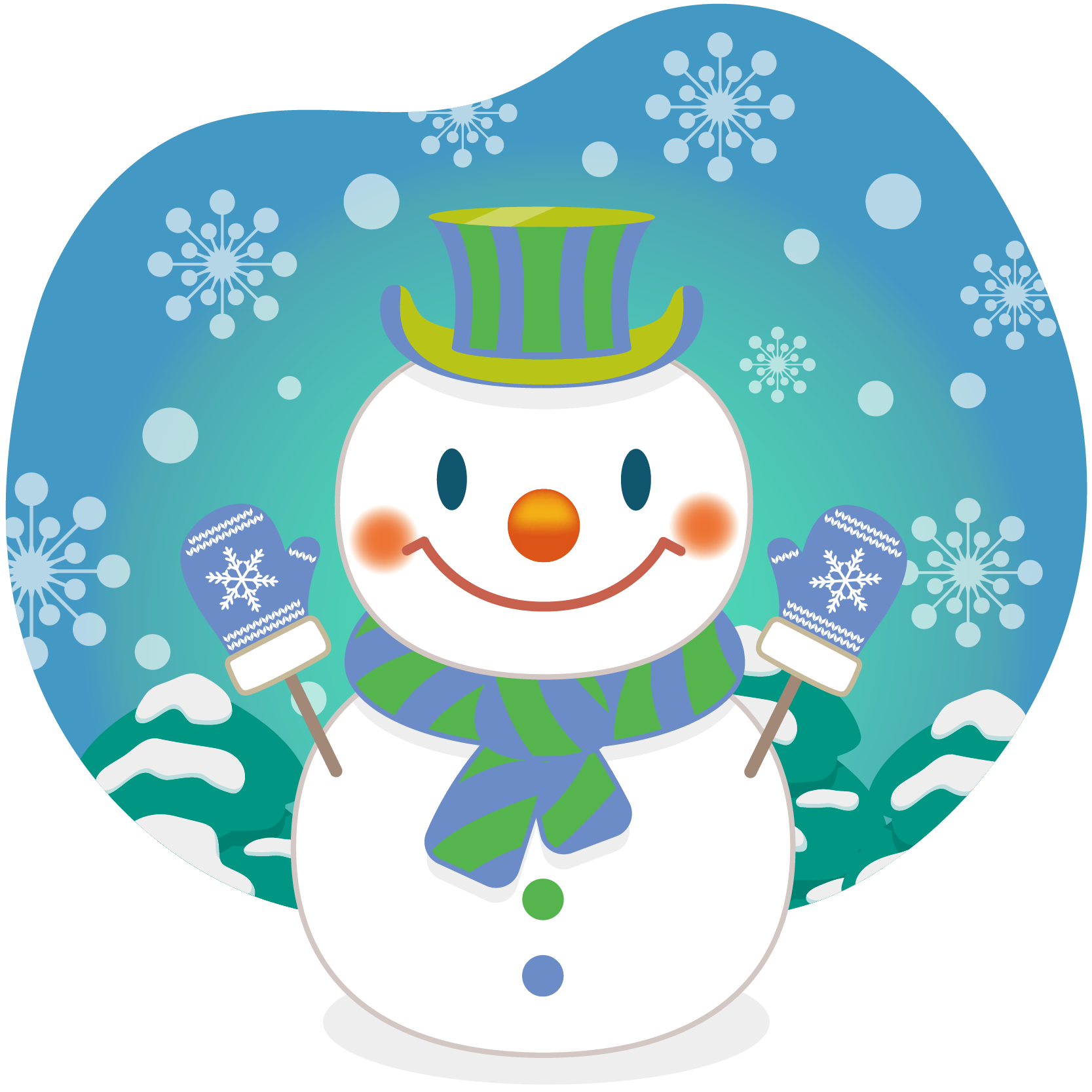 商用フリー 無料イラスト クリスマス スノーマン 雪だるま 雪背景 Snowman 006 商用ok フリー素材集 ナイスなイラスト