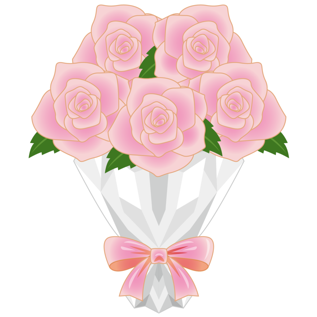 商用フリー・無料イラスト_ピンクのバラの花束_rose12
