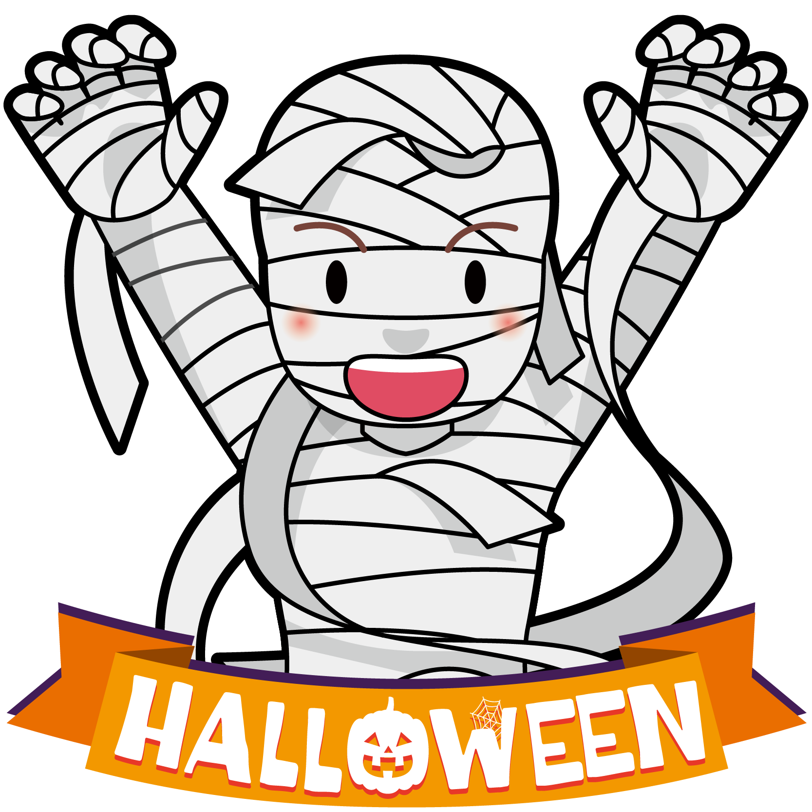 商用フリーイラスト 無料 10月 ハロウィン ミイラ男コスプレ Mummy Man オーナメントオレンジ Halloween100 商用ok フリー素材集 ナイスなイラスト