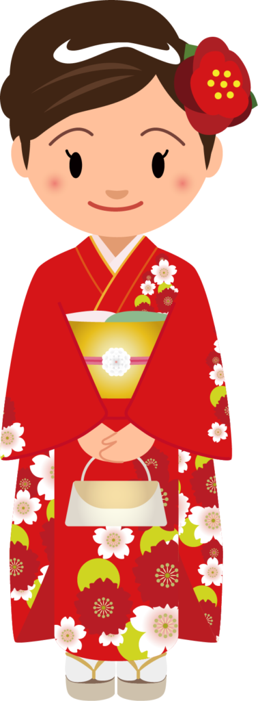 商用フリー・無料イラスト_赤い着物を着た女性_kimono001