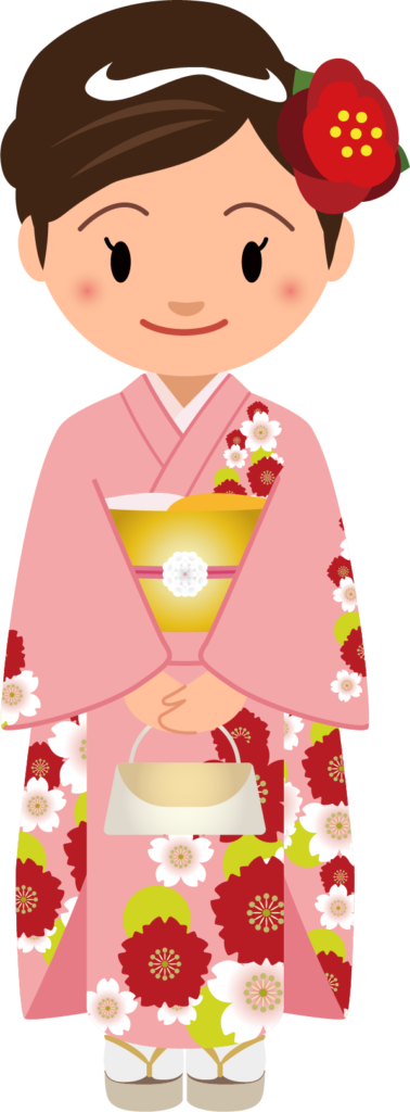 商用フリー・無料イラスト_ピンクの着物を着た女性_kimono003