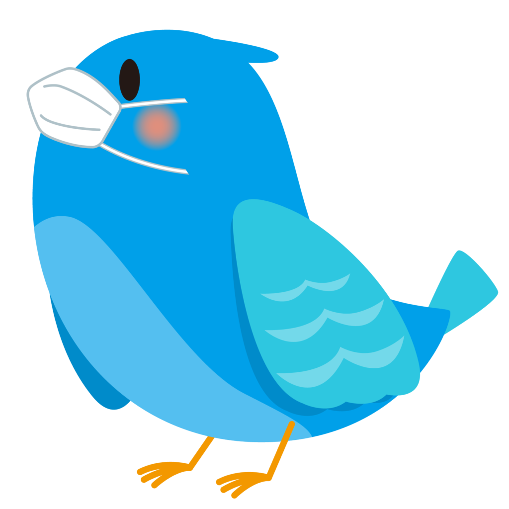 商用フリー・無料イラスト_マスクをした幸せの青い鳥のイラスト_Happy blue bird013
