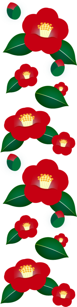 商用フリー・無料イラスト_赤い椿（つばき）の花のパターン_tsubaki015