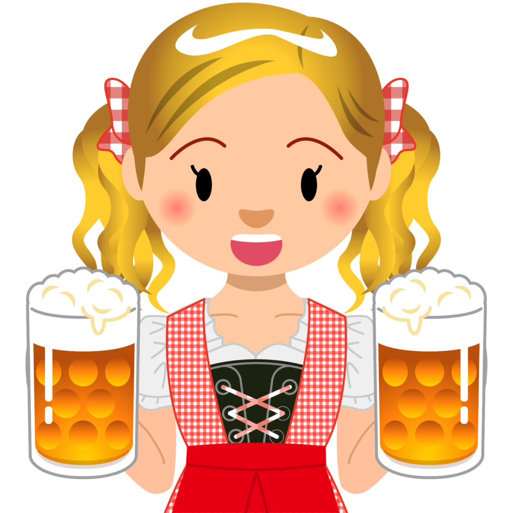 商用フリーイラスト_無料_10月_オクトーバーフェスト＿ビールを持つ女性_Oktoberfest_026