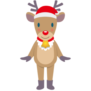 商用フリー・無料イラスト_クリスマス_トナカイ(Christmas/reindeer)サンタ帽06