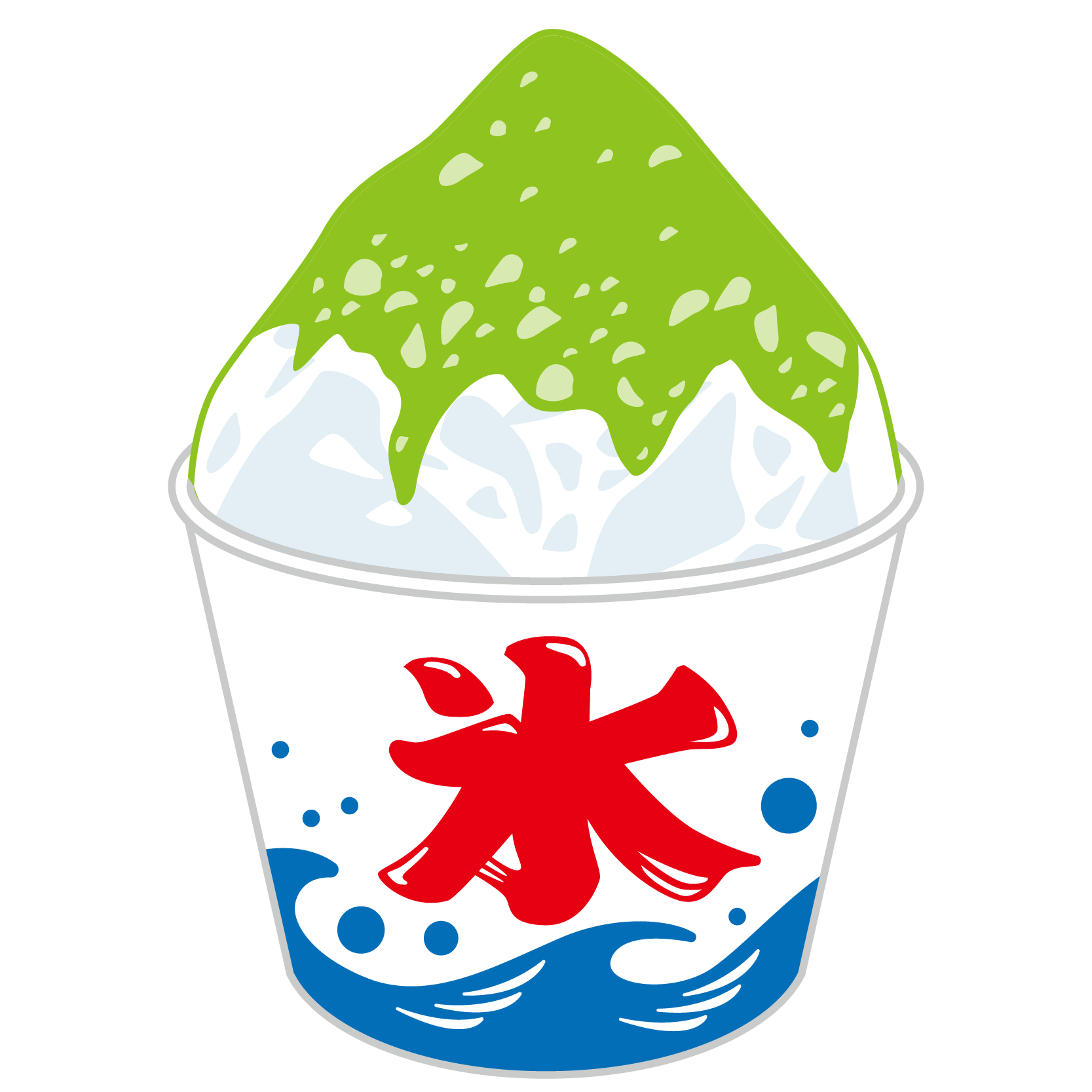 商用フリー 無料イラスト 夏 かき氷 抹茶 緑 Kakigori