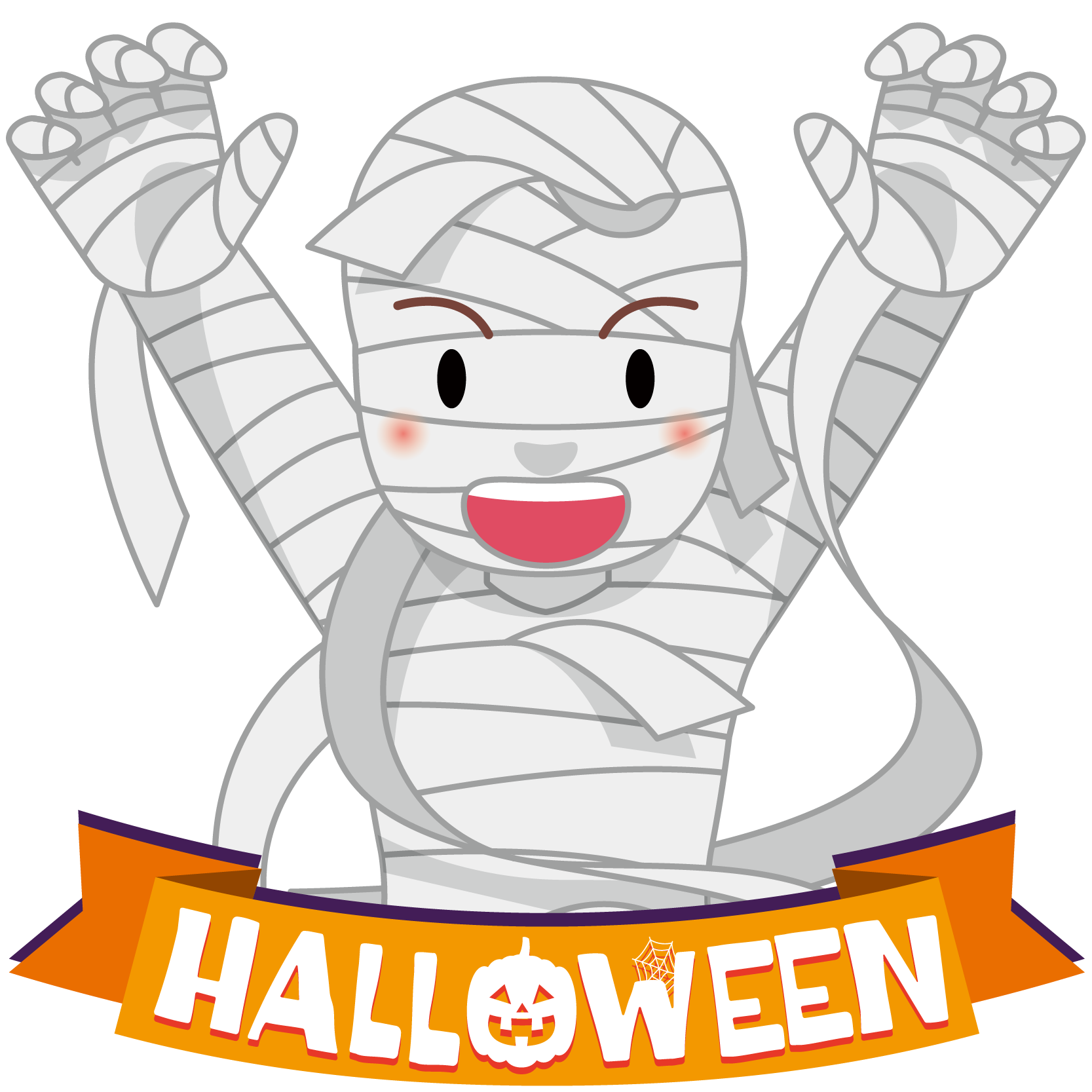 商用フリーイラスト 無料 10月 ハロウィン ミイラ男コスプレ Mummy Man オーナメントオレンジ Halloween099 商用ok フリー素材集 ナイスなイラスト