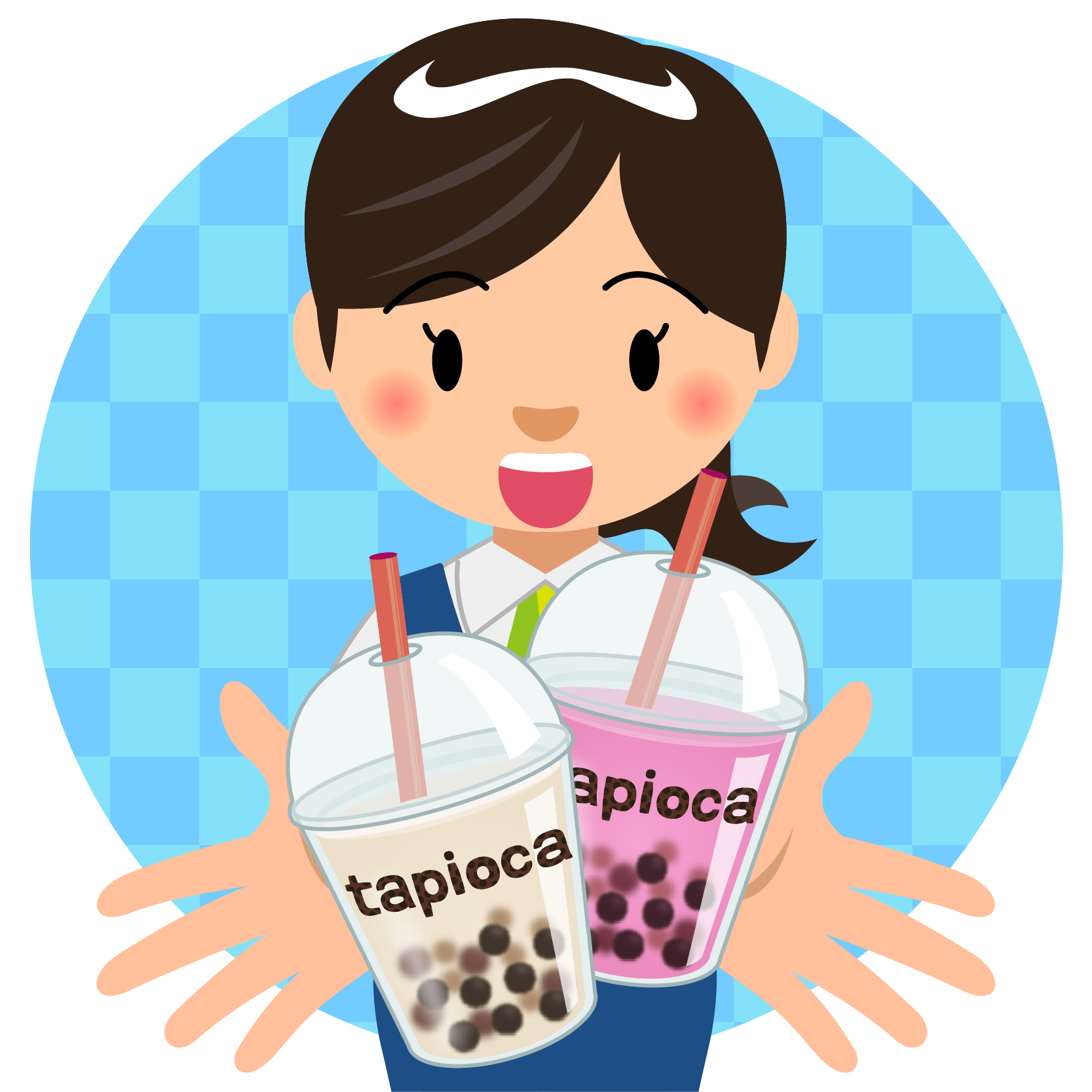 商用フリー 無料イラスト タピオカドリンクを持つ笑顔で嬉しそうな女性 Tapioca027 商用ok フリー素材集 ナイスなイラスト