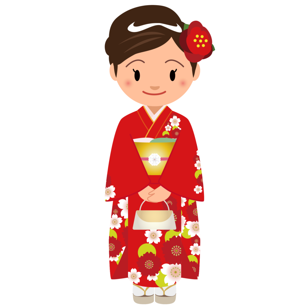 商用フリー 無料イラスト 赤い着物を着た女性 Kimono001 商用ok フリー素材集 ナイスなイラスト
