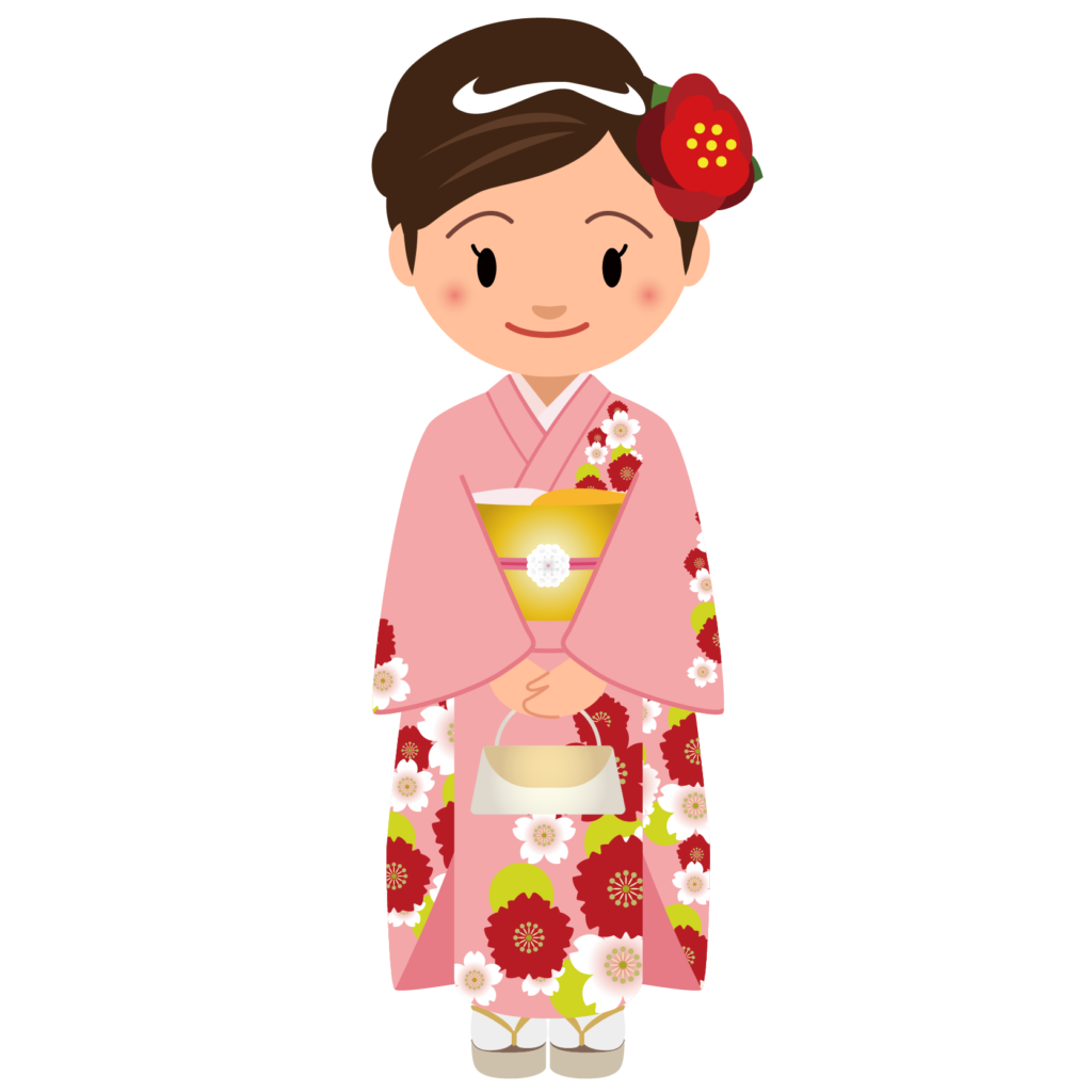 商用フリー 無料イラスト ピンクの着物を着た女性 Kimono003 商用ok フリー素材集 ナイスなイラスト