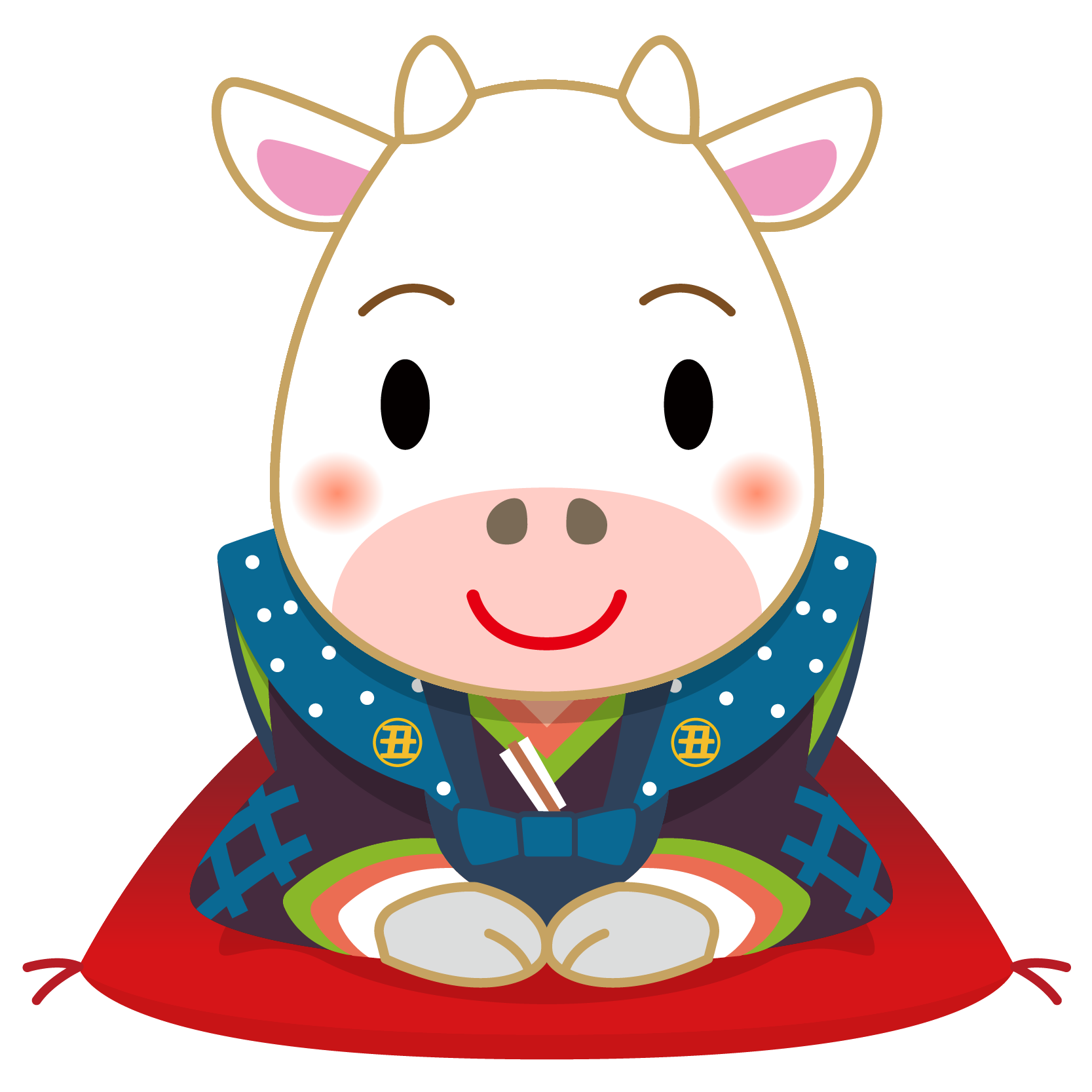 商用フリー・無料イラスト_干支_丑年（牛・うしどし）_ushi002 - 商用