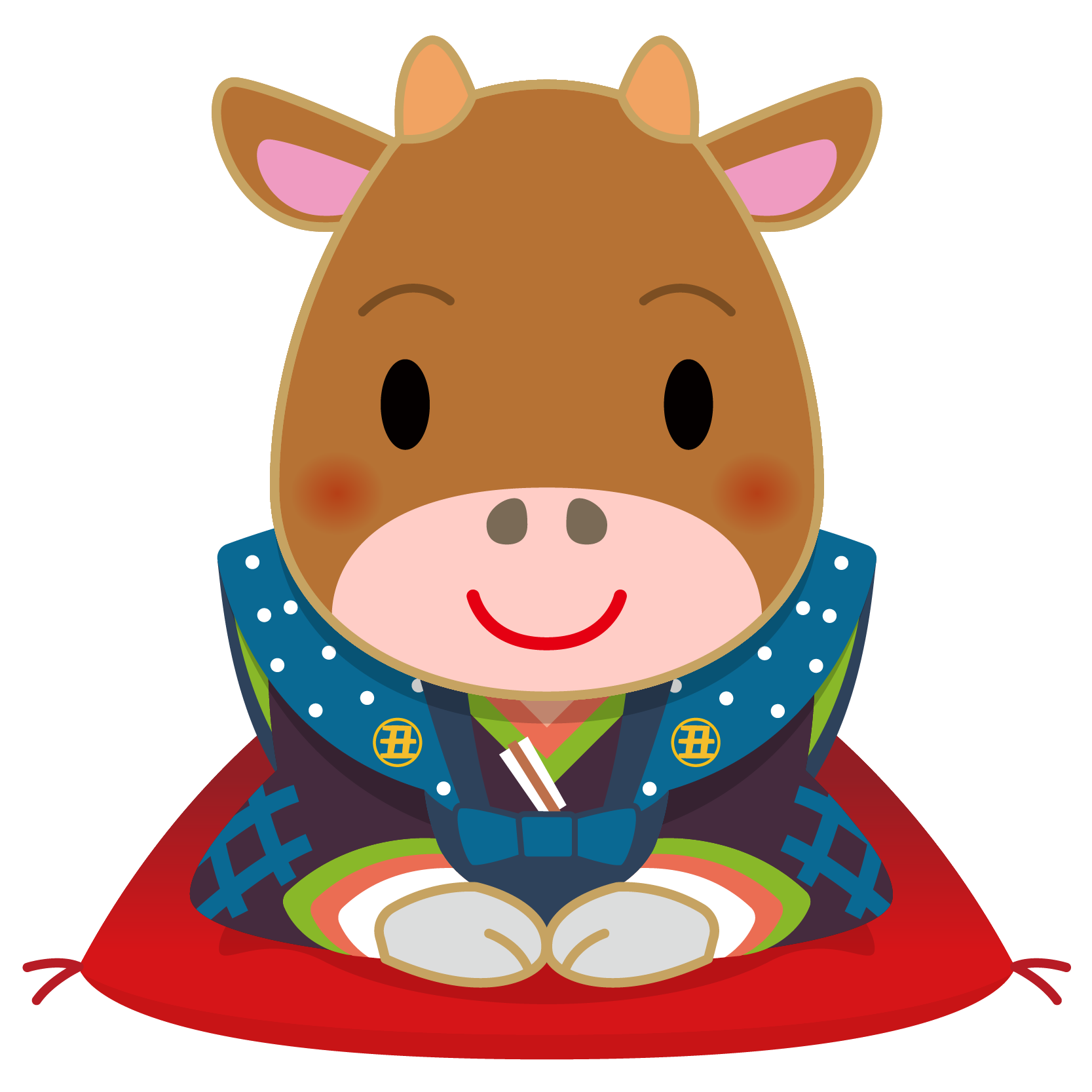 商用フリー・無料イラスト_干支_丑年（牛・うしどし）_ushi003 - 商用 