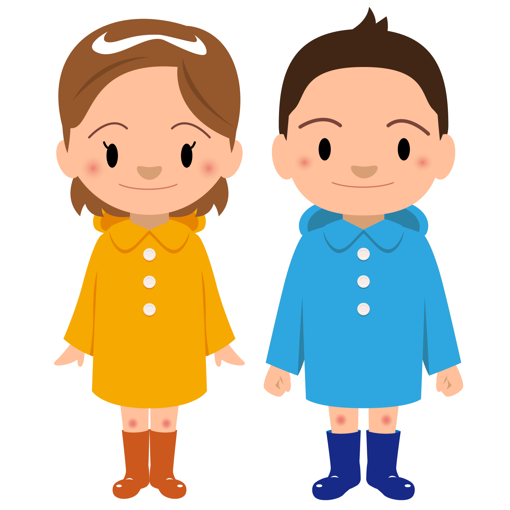 商用フリー 無料イラスト レインコート ポンチョの男の子と女の子 Rainponcho008 商用ok フリー素材集 ナイスなイラスト