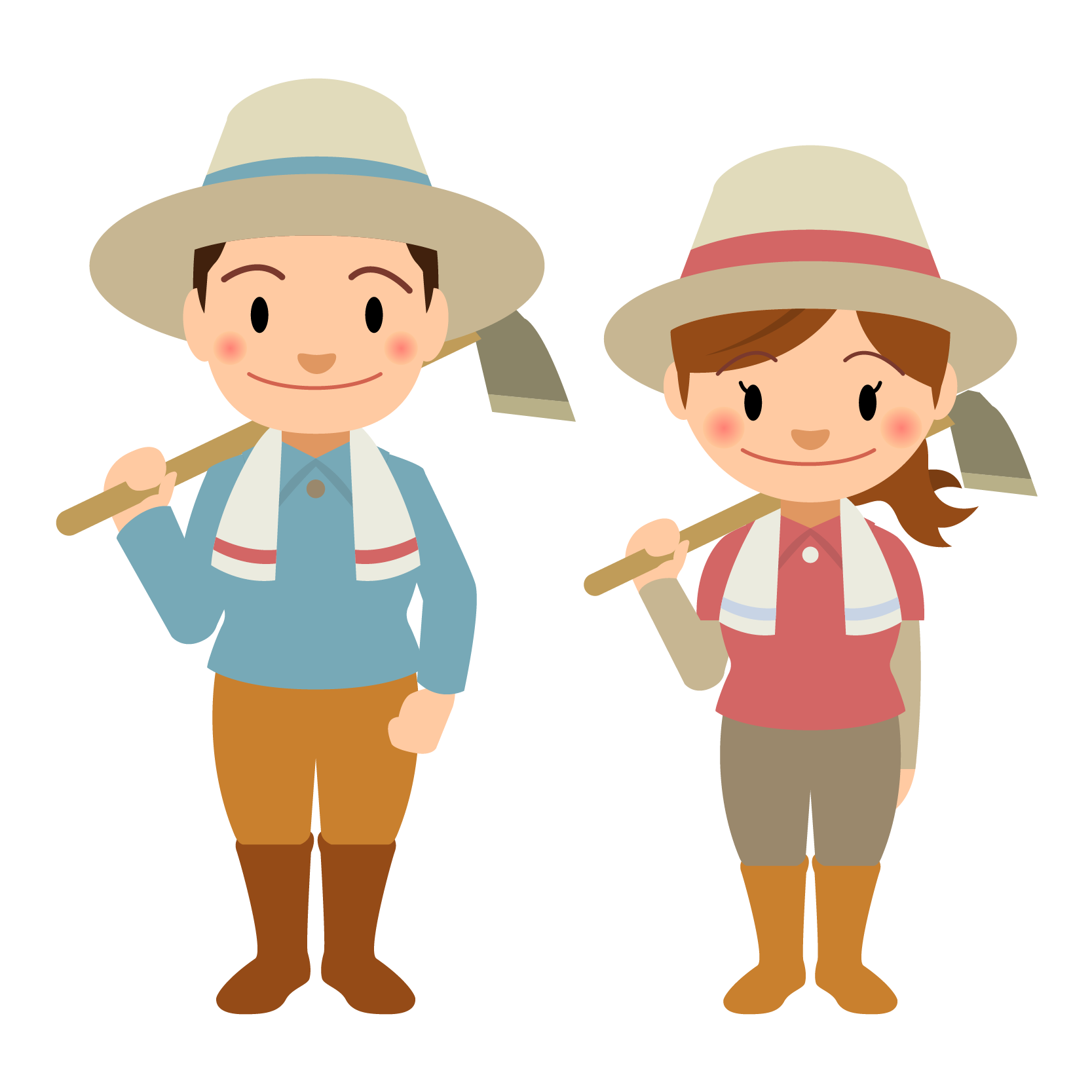 商用フリー 無料イラスト 農業 くわを持つ若い男女nogyo010 商用ok フリー素材集 ナイスなイラスト