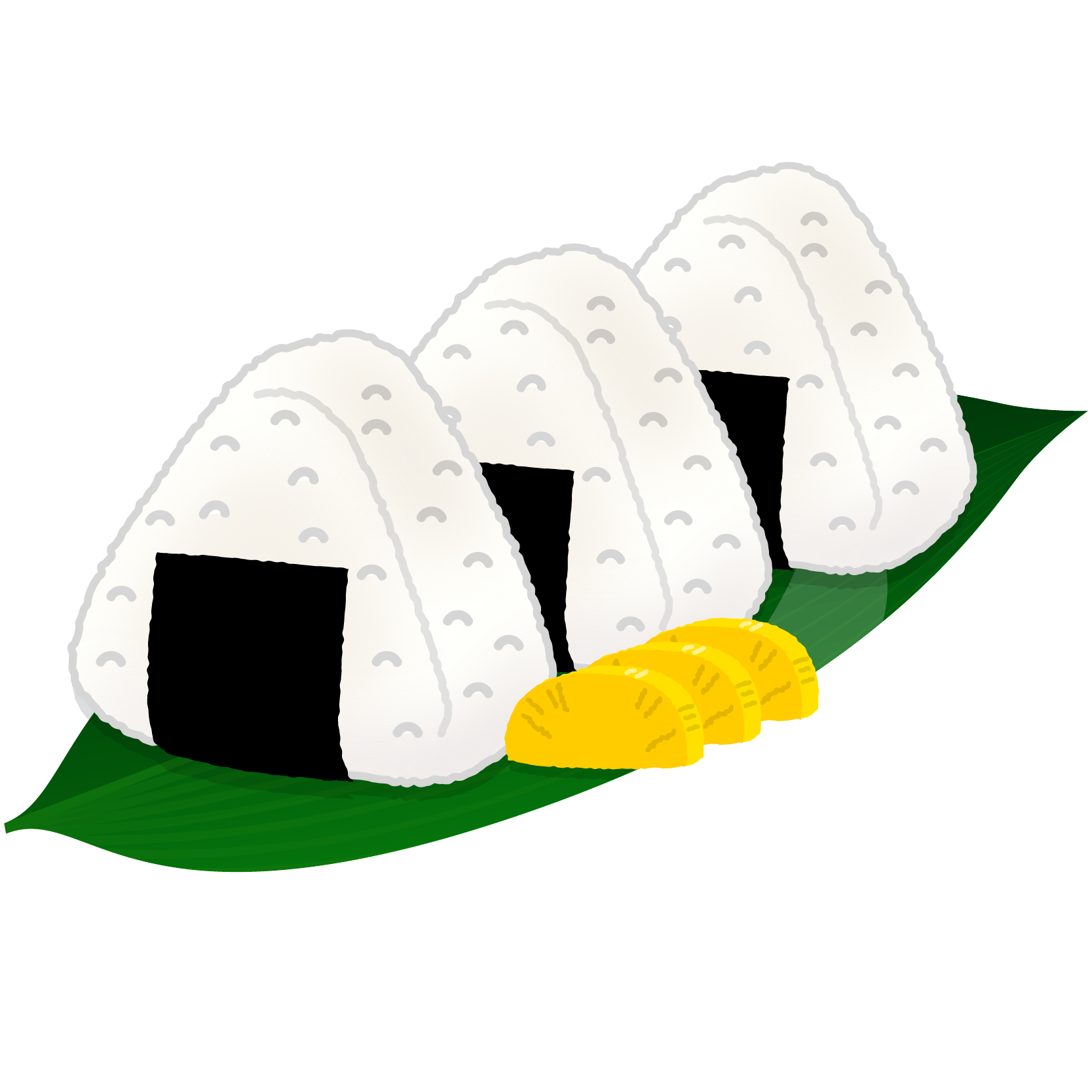 商用フリー無料イラスト 笹の葉に乗せたおにぎり おむすび Onigiri0 商用ok フリー素材集 ナイスなイラスト