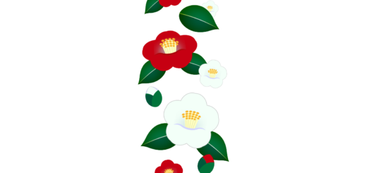 商用フリー・無料イラスト_紅白椿（つばき）の花のパターン_tsubaki018