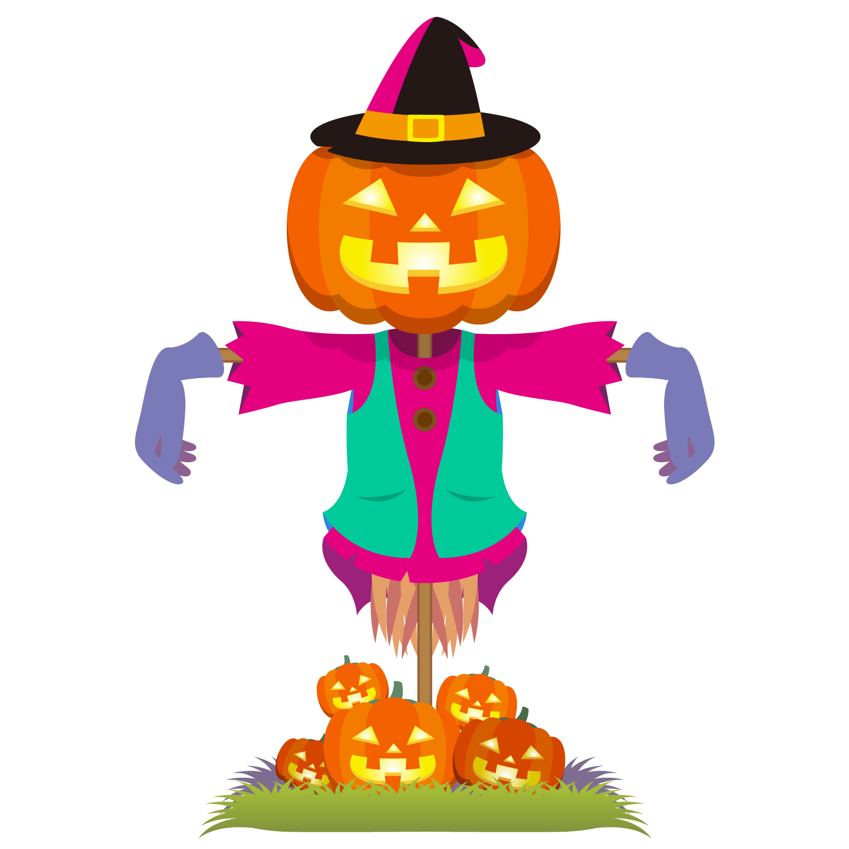 商用フリーイラスト 無料 10月 ハロウィン ジャックオーランタンのかかし Scarecrow Halloween104 商用ok フリー素材集 ナイスなイラスト