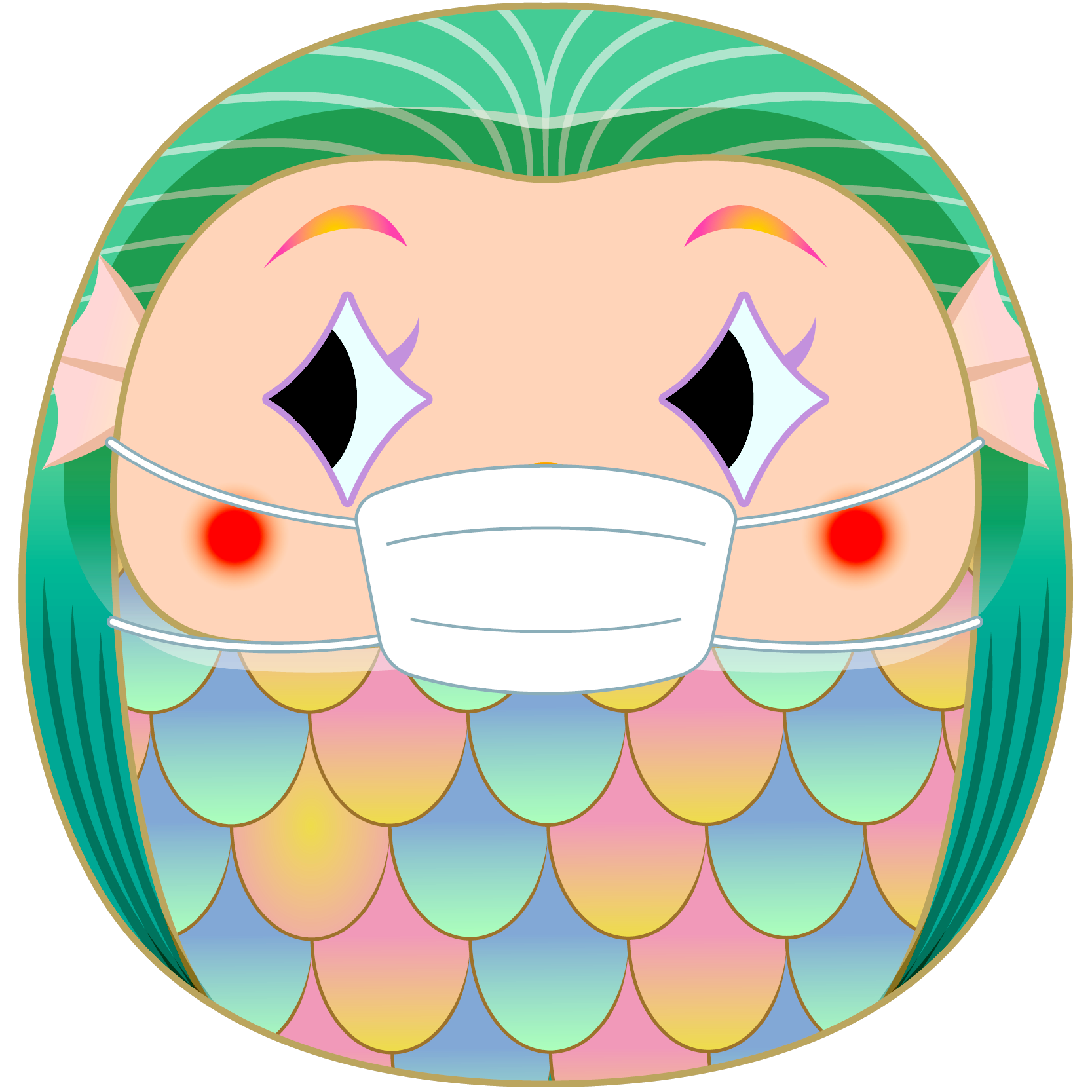 商用フリー 無料イラスト 疫病退散妖怪 マスクをしただるまアマビエ Amabie018 商用ok フリー素材集 ナイスなイラスト
