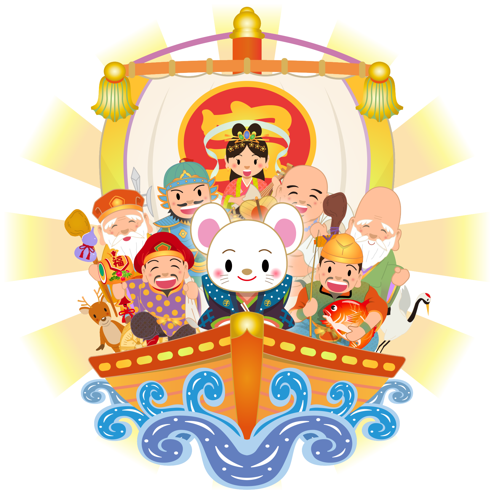 商用フリー 無料イラスト 子年の宝船 鼠 ねずみどし Takarabune001 商用ok フリー素材集 ナイスなイラスト