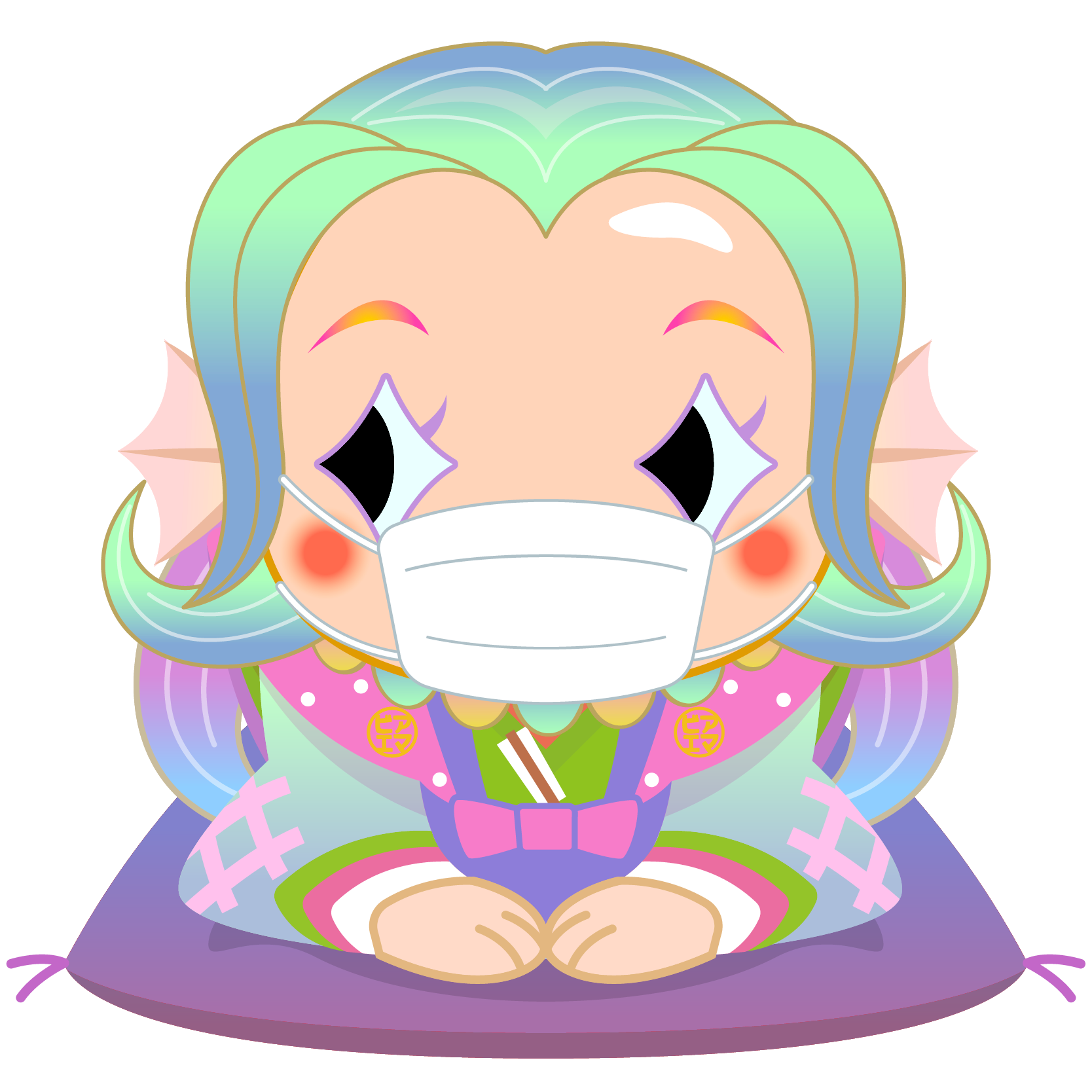 商用フリー 無料イラスト マスクをして裃を着たアマビエ Amabie021 商用ok フリー素材集 ナイスなイラスト