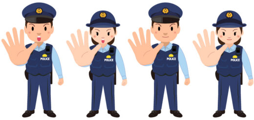 商用フリー・無料イラスト_ストップと手を広げる警察官のイラスト_police037