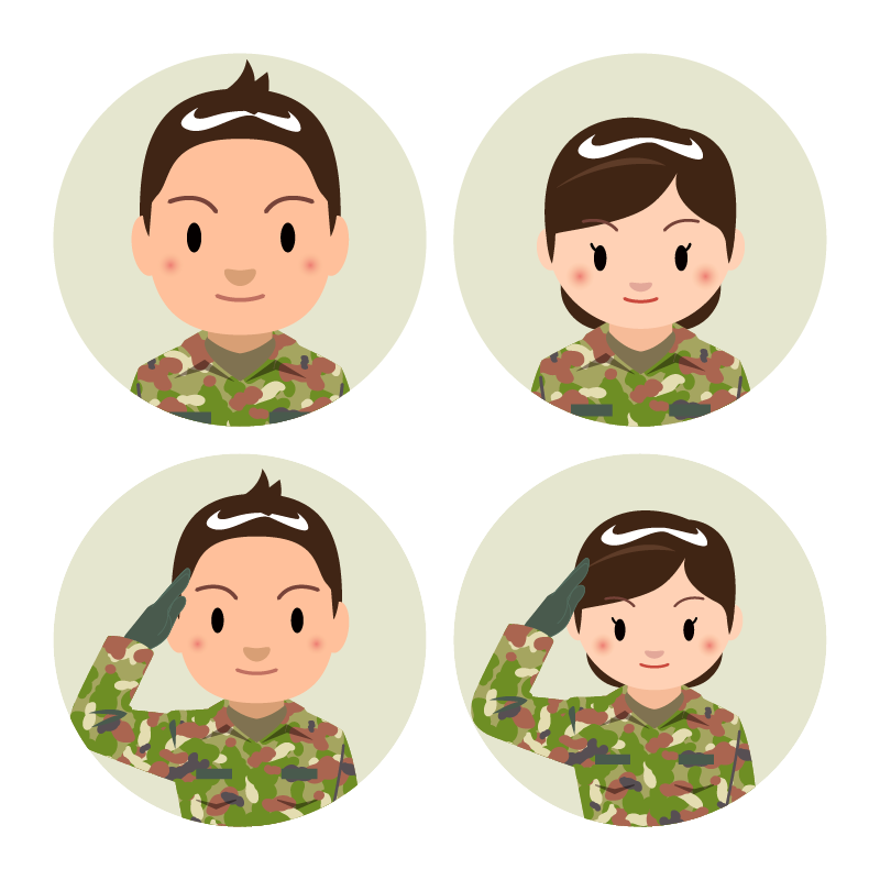 商用フリー・無料イラスト_自衛隊隊員の顔アイコンイラスト__JSDF016