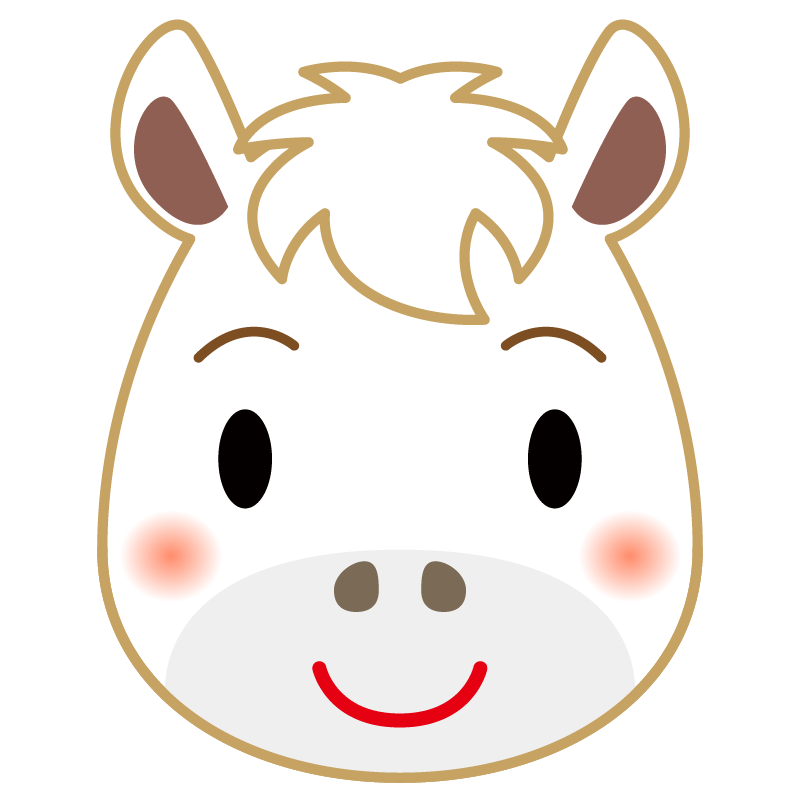 商用フリー・無料イラスト_馬の顔のイラスト（干支・午年・馬・うまどし）