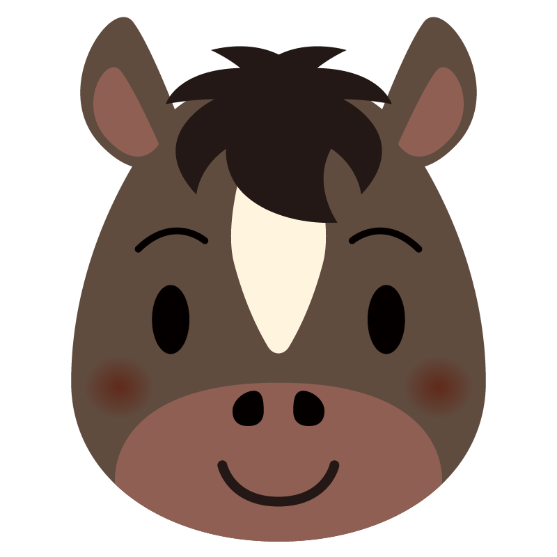 商用フリー・無料イラスト_馬の顔のイラスト（干支・午年・馬・うまどし）