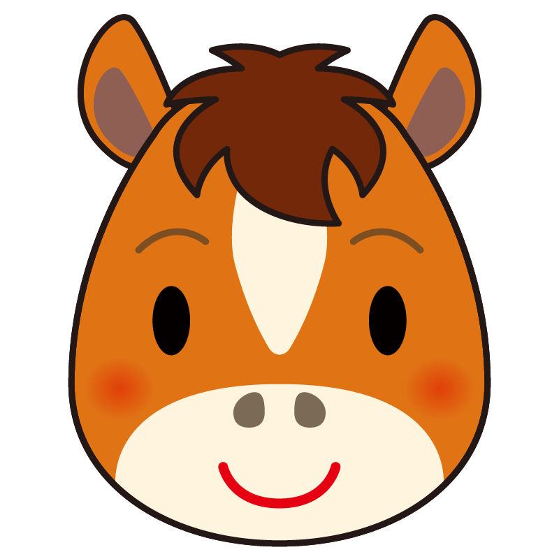 商用フリー・無料イラスト_馬の顔のイラスト（干支・午年・馬・うまどし）