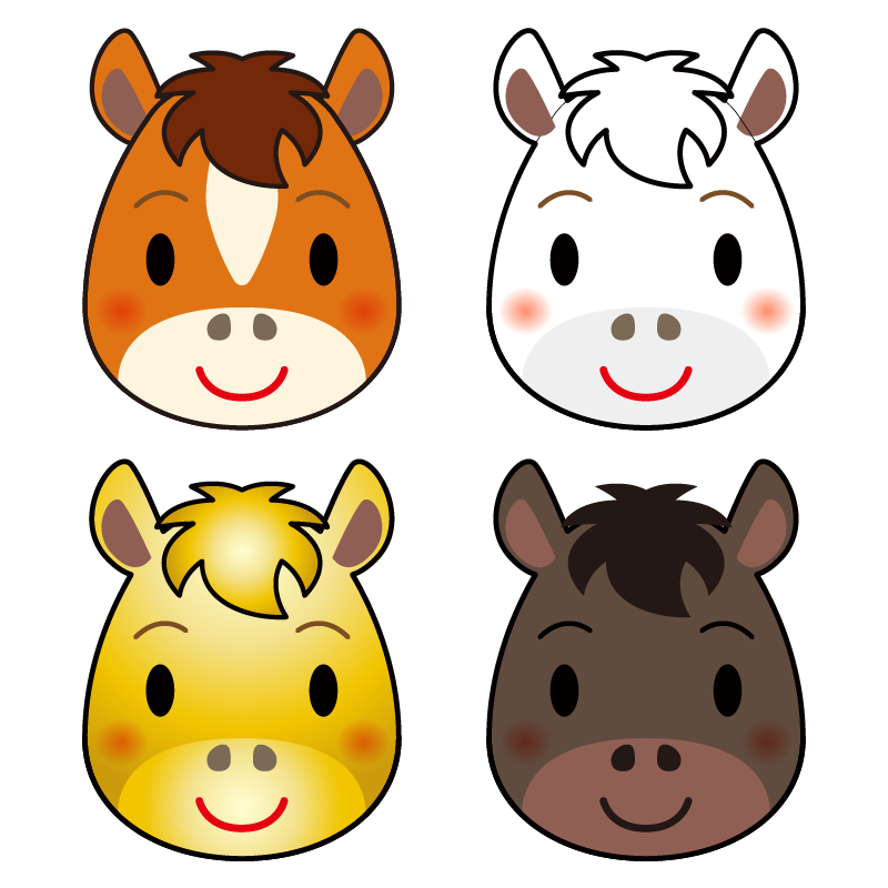 商用フリー・無料イラスト_馬の顔のイラスト(干支・午年・馬・うまどし)アウトラインあり