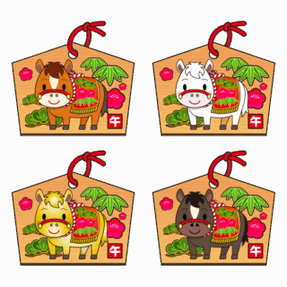 商用フリー・無料イラスト_馬のイラスト（絵馬・干支・午年・馬・うまどし・アウトラインあり）_umadoshi046