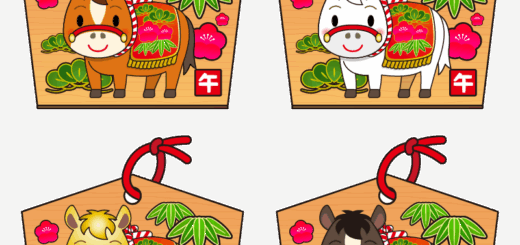 商用フリー・無料イラスト_馬のイラスト（絵馬・干支・午年・馬・うまどし・アウトラインあり）_umadoshi046