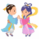 【商用フリー・無料イラスト】七夕の織姫と彦星が天の川で再会するかわいいイラスト_tanabata066
