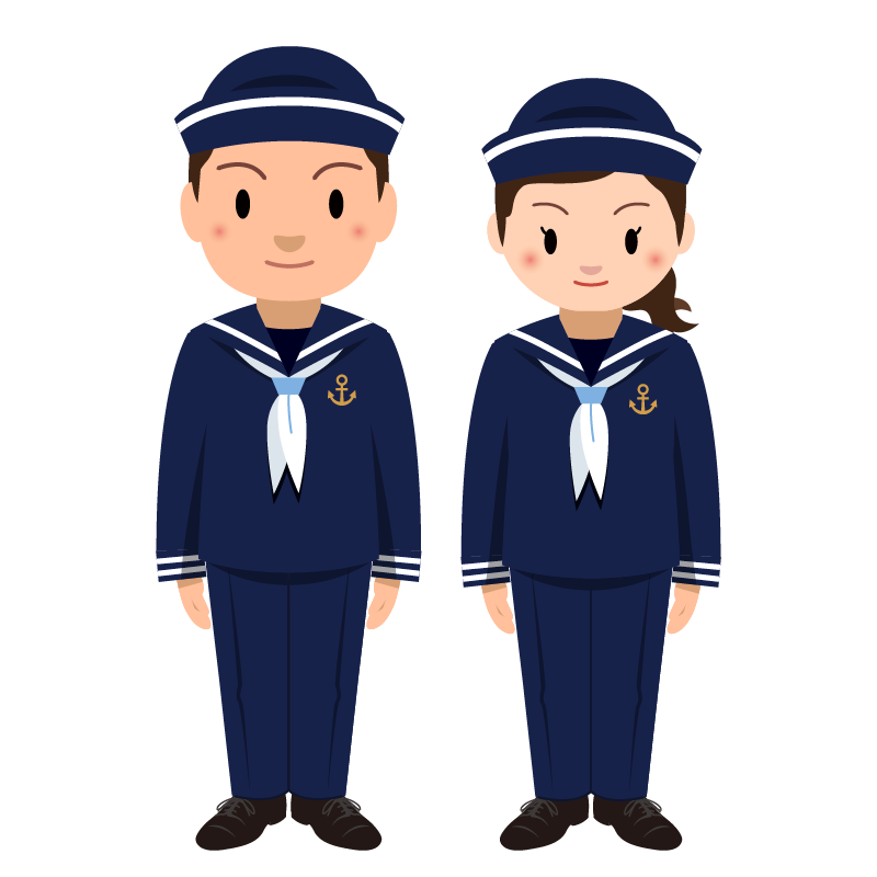 【商用フリー・無料イラスト】水兵・水兵さん・マリンルックの男女のかわいいイラスト004