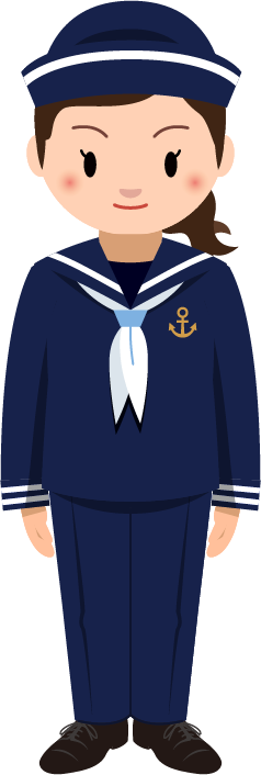 【商用フリー・無料イラスト】水兵・水兵さん・マリンルックの男女のかわいいイラスト004
