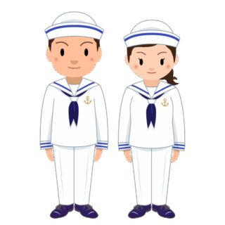 【商用フリー・無料イラスト】水兵さん（男女）の全身かわいいイラスト