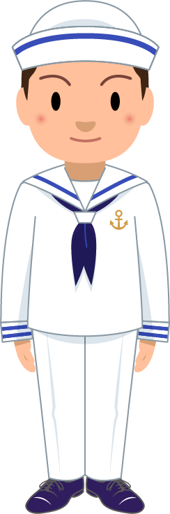 【商用フリー・無料イラスト】水兵さん(男女)の全身かわいいイラスト